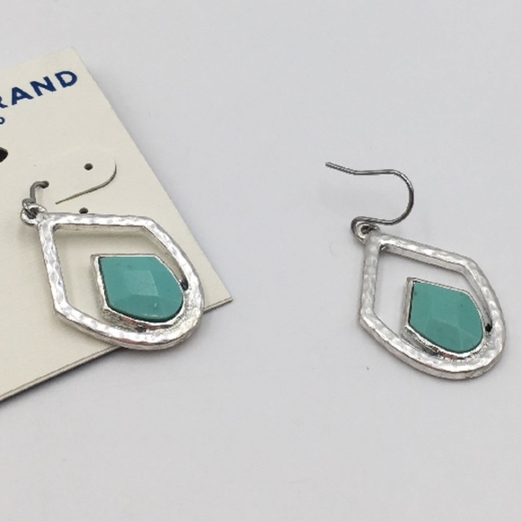 Lucky Brand Turquoise Drop Earring in Silver Tone - Picture 3 of 4